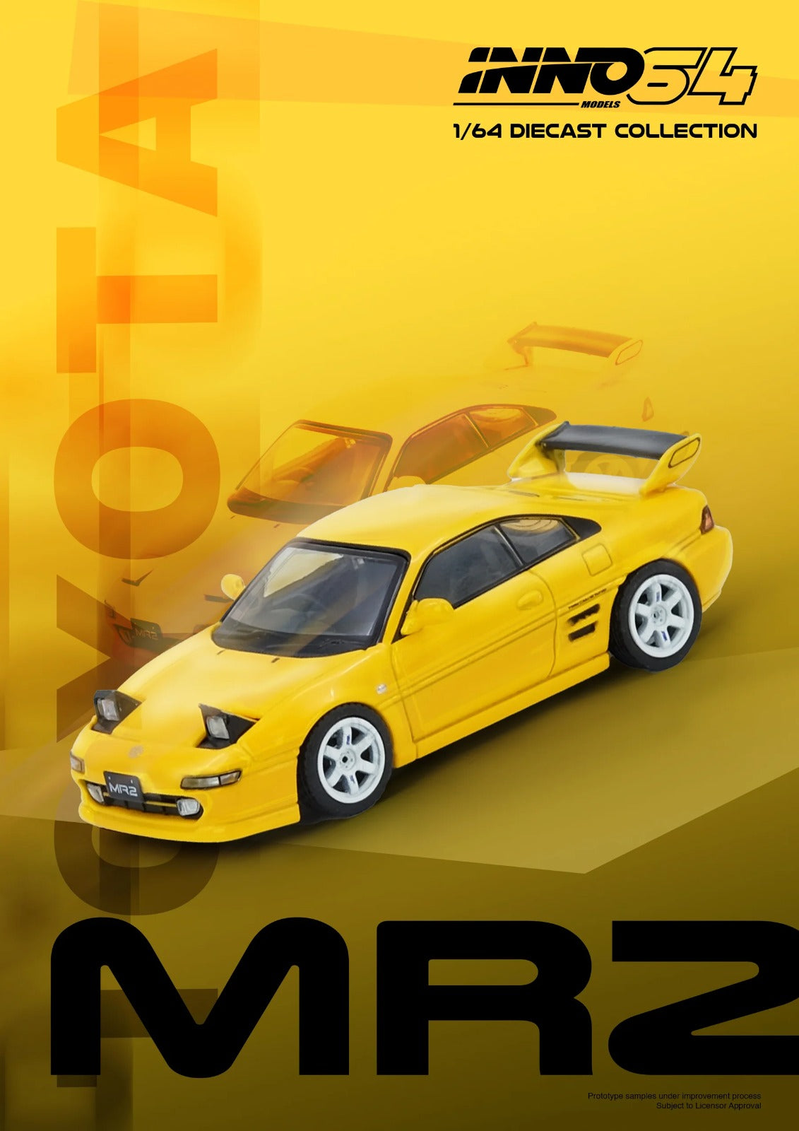 Inno64 1/64 Toyota MR2 (SW20) Yellow IN64-MR2-YL Diecast Scale Model