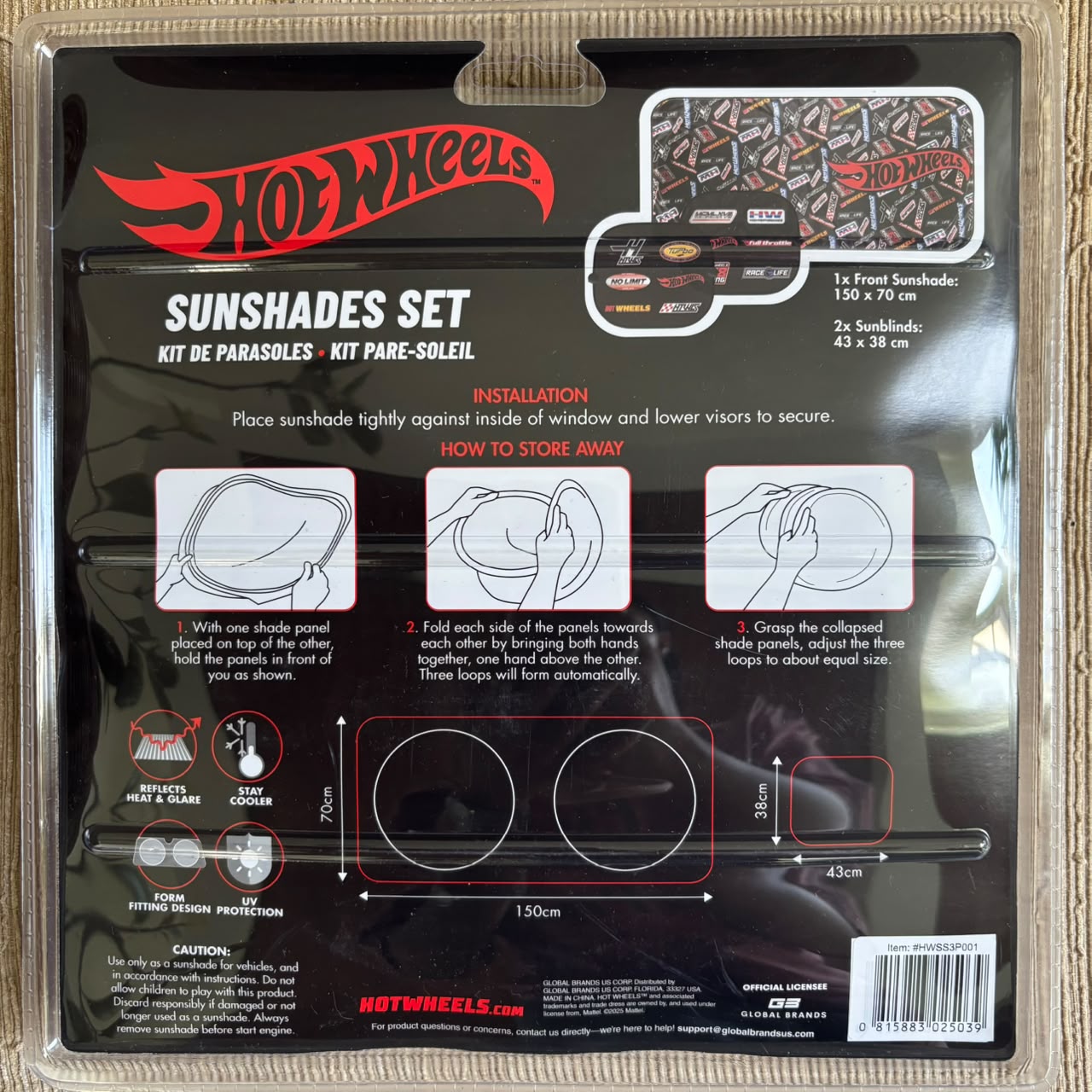 Hot Wheels Sunshade 3pcs Universal Size 001 HWSS3P001