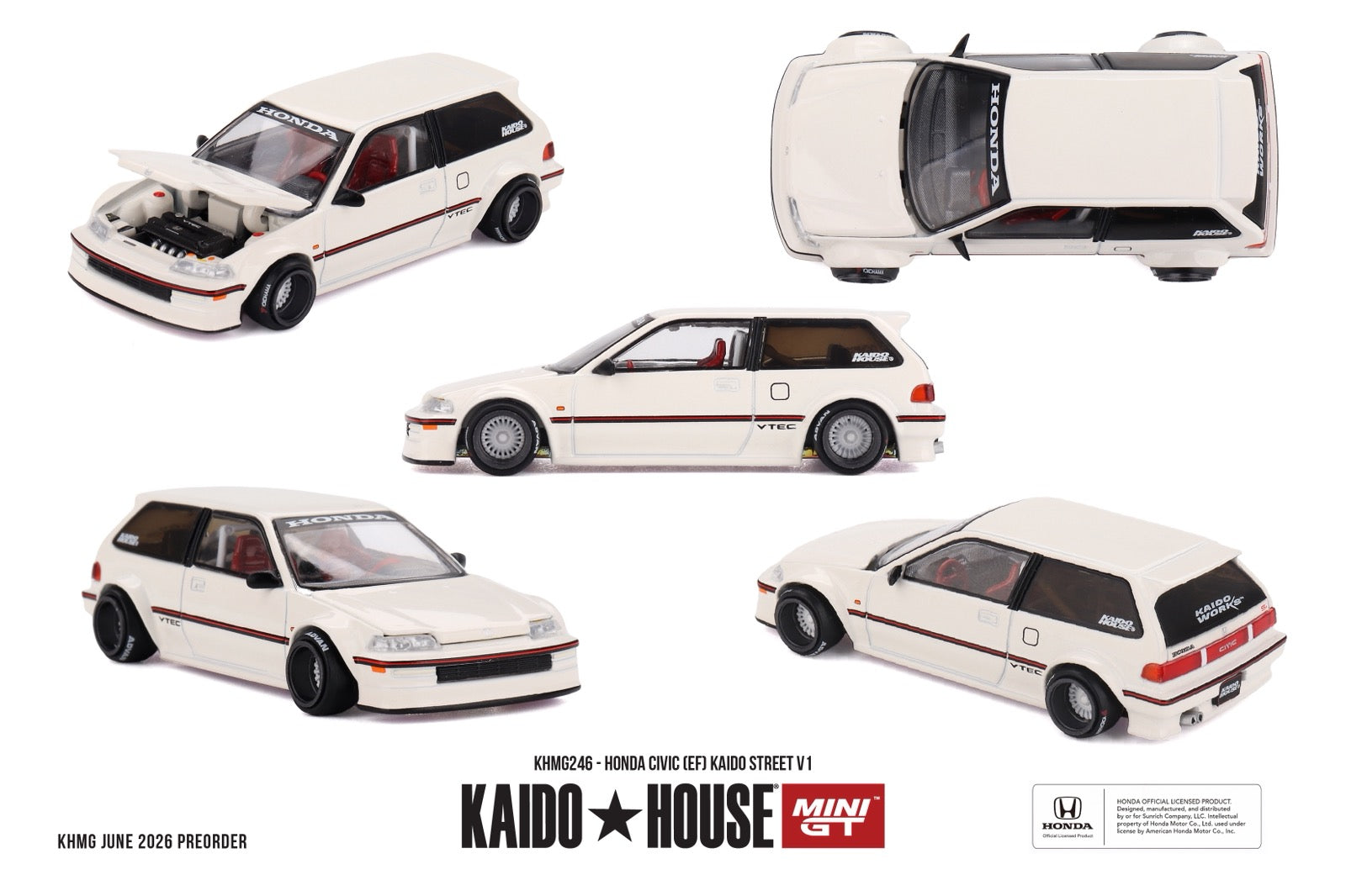 [PRE ORDER] Kaido House x Mini GT 1/64 Honda Civic (EF) Kaido Street V1 KHMG246 Diecast Scale Model