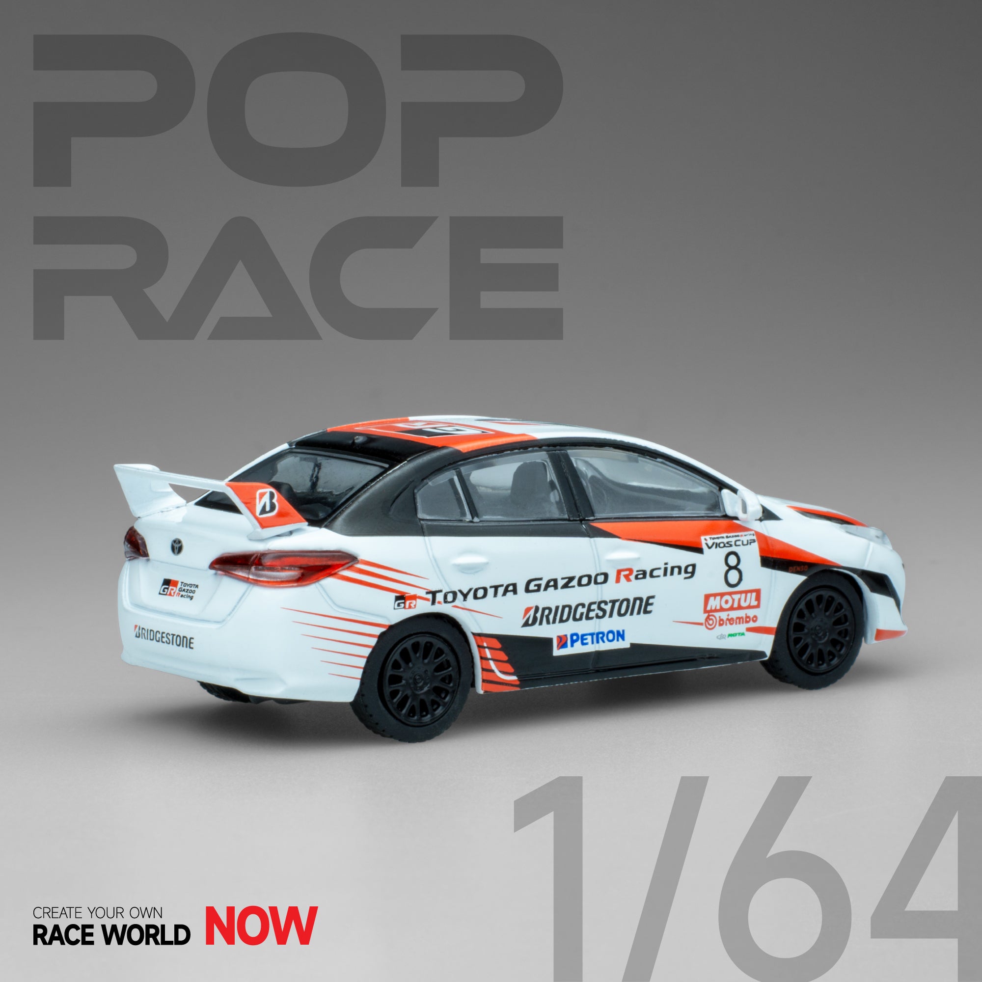 Pop Race 1/64 Toyota Vios Cup Race Car PR64-TVIO-22CP Diecast Scale Model